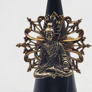 Vintage Mode-Art Gold & Silver Tone Buddha Ring (3)